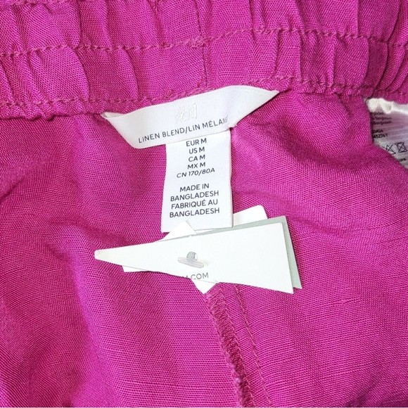 H&M Pink Barbie Linen Blend Wide Leg Pull On Pants Womans Medium - Picture 4 of 5